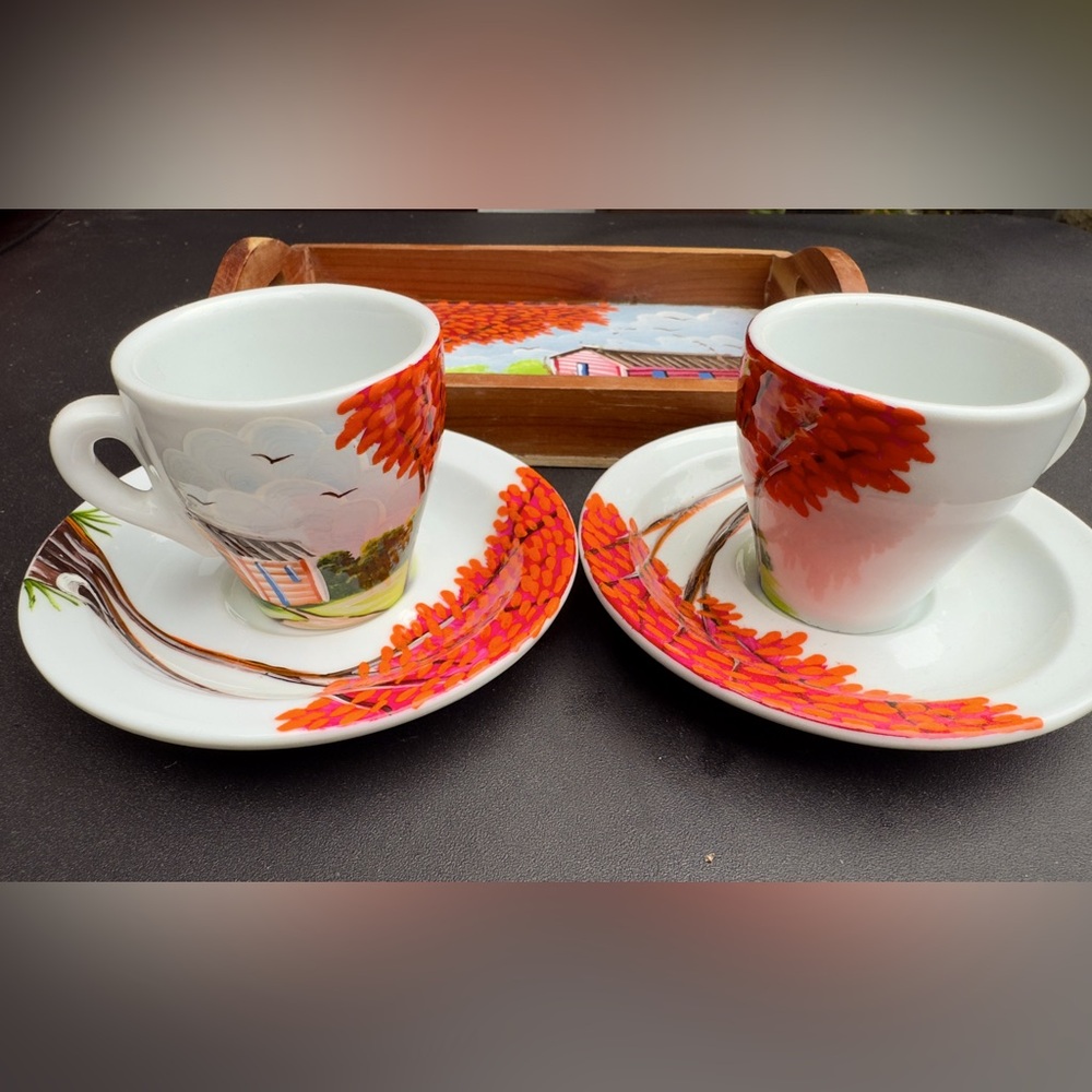 Espresso set, hand painted in the Caribbean
